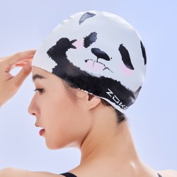 洲克 硅胶泳帽熊猫款成人防水护发护耳女士长发不勒头zoke游泳帽子