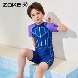 洲克 儿童泳衣男童训练游泳衣zoke男孩泳裤大童青少年专业防晒泳装