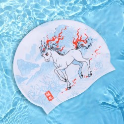 洲克 女硅胶泳帽防水护发护耳不勒头埃及猫咪游泳训练防滑游泳装备