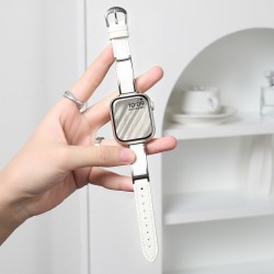 匠戴 适用苹果S11手表iwatch10表带applewatch9银边手镯S9男女款se3高级皮质11夏天新款S8运动智能S7时尚金属