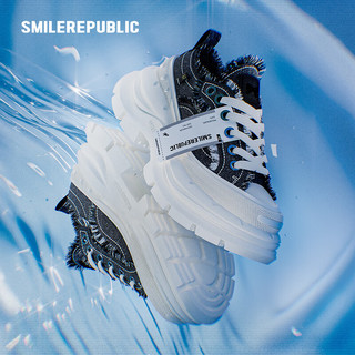 SMILEREPUBLIC SR20240106002 开口笑厚底增高 黑白撞色 38码 休闲鞋
