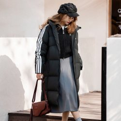 adidas 男装女装同款长款羽绒服情侣款冬季新款保暖外套
