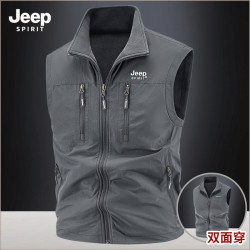 JEEP SPIRIT JEEP吉普马甲男装户外加绒摄影背心秋冬休闲多口袋钓鱼双面穿马甲