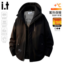 izzue i.t izzue棉服男士外套秋冬款户外工装夹克宽松保暖冬季连帽棉衣B