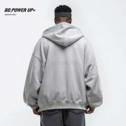 BD.POWER UP BD加绒加厚卫衣男连帽开衫运动卫衣男宽松潮流百搭印花