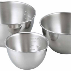 下村企贩 燕三条 餐碗 750ml 3 件套带开口和刻度 [日本制造] 不锈钢 13/11/9cm 29131