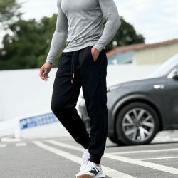 2024秋冬休闲潮流运动裤男士跑步训练健身百搭束脚休闲裤九分长裤