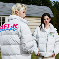 AFGK手写刺绣新款羽绒服撞色立领国潮冬季男女保暖面包服休闲外套