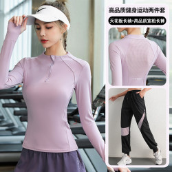 户外运动跑步宽松套装女春夏健身房服专业速干瑜伽-SP