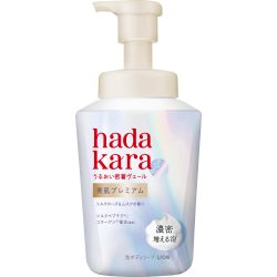 hadakara 胶粘保湿护理 身体皂 泡沫 美丽肌肤 优质丝绸玫瑰和麝香 500毫升 丝绸肽和胶原蛋白混合 加厚泡沫