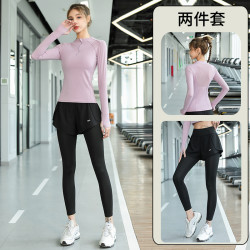 专业运动套装女秋季新款加绒健身服修身显瘦保暖长袖高弹训练长裤