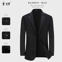大码韩版格子外套修身西装男加肥加大黑色休闲西服西服外套21863