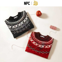 NPC 潮牌新年马上有财费尔岛针织保暖加厚圆领毛衣秋冬NP5CSW05