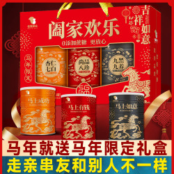 松鼠驿站 2026新款马年高档定制阖家欢乐年货礼盒送礼送长辈麦片1.08kg/盒