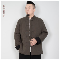 文柯男士中国风立领加厚秋冬复古加棉保暖双面双穿棉服外套休闲