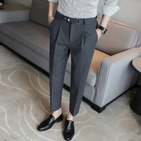 男士休闲九分裤春秋季新款韩版潮流痞帅修身西裤商务百搭西装裤潮