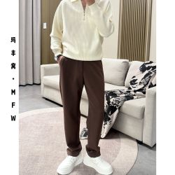 2025男士秋冬空气层莫代尔修身弹力小直筒高级感简约休闲裤23210