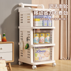 俏洁 家用客厅收纳小推车抽屉式收纳柜可移动透明储物柜落地整理柜