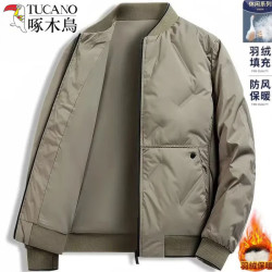 啄木鸟 新国标羽绒服轻薄冬季新款棒球领上衣男士保暖休闲夹克外套