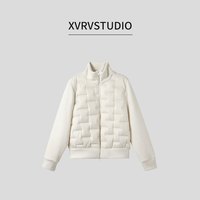 XVRV春季2026新品摇粒绒拉链女纯色保暖羽绒服鸭绒百搭上衣外套