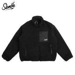SLAMBLE 冬季新款马赛克摇粒绒立领拉链保暖外套男女休闲百搭上衣