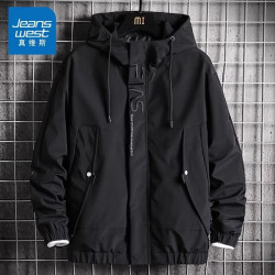 真维斯 新款夹克潮流黑色百搭工装外套男款休闲上衣服登春秋山服