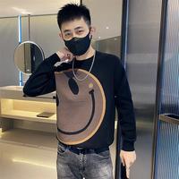 男士毛衣新款2024爆款秋冬季加厚笑脸印花针织打底衫网红潮牌线衣