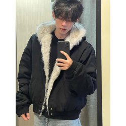 孜讯 座山雕连帽毛领棉服男秋冬款美式潮牌高级感宽松棉衣cleanfit外套