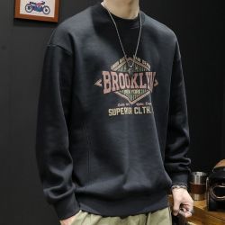 美式重磅圆领卫衣男长袖秋冬季加绒复古潮牌外套男士宽松大码上衣