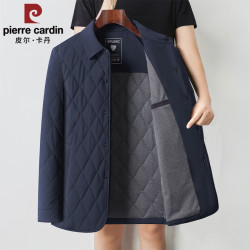 皮尔·卡丹 皮尔卡丹秋冬男士含桑蚕丝棉衣轻薄款翻领棉服中年棉袄爸爸装外套