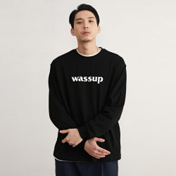 WASSUP House六色LOGO长袖潮流男装高考白色休闲百搭简约T恤纯白