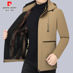 皮尔·卡丹 皮尔卡丹棉服冬季高档休闲男士外套保暖中年加棉加厚连帽棉衣新款