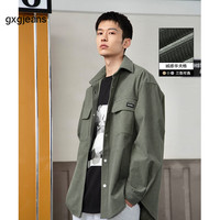 GXG jeans宽松翻领复古百搭潮流简约春秋日系衬衫外套JED10306283