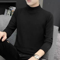 黑色毛衣男款半高领秋冬季长袖休闲修身打底针织衫男士毛线衣保暖