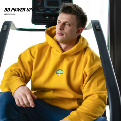 BD.POWER UP BD西兰花加绒卫衣男潮秋冬运动刺绣加厚卫衣男