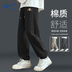 回力 春秋休闲裤男薄款黑色休闲百搭束脚卫裤青少年运动裤男款长裤