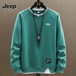 JEEP SPIRIT JEEP吉普卫衣男秋冬季潮流宽松打底衫加绒圆领假两件长袖上衣男