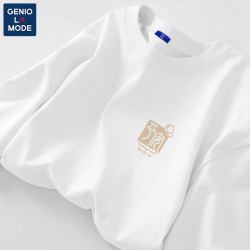 GENIOLAMODE 纯棉长袖T恤男士秋冬新款运动宽松上衣圆领打底衫男潮
