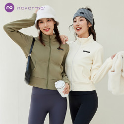 neverme 运动外套女加绒保暖短款宽松休闲健身跑步瑜伽服上衣5859