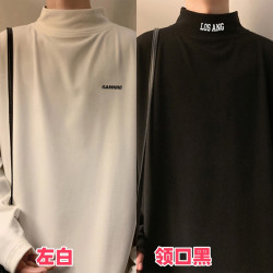 德绒打底衫男士内搭长袖t恤秋冬加绒半高领高级感卫衣男