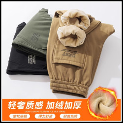尚雅酷 男士休闲裤秋冬2024新款潮牌运动束脚九分学生保暖加绒裤子男冬季