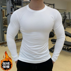 秋冬季加绒保暖修身长袖运动透气弹力速干衣男跑步训练服打底衫