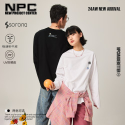 NPC 潮牌230G速干滴胶印花朵长袖T恤男新款潮流NP47TL28