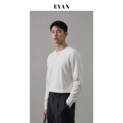 EYAN/翼羊通勤抗皱亨利领男士套头简约舒适休闲长袖