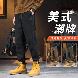 工装裤男士2026春秋季潮牌痞帅哈伦裤束脚加绒加厚休闲长裤子男款