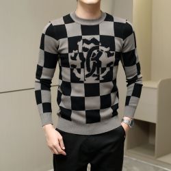 男士针织毛衣打底衫冬季加厚烫钻打底衫潮流修身百搭男士针织打底