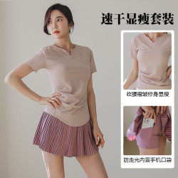 夏季跑步运动套装女晨跑服修身显瘦瑜伽服速干透气健身房训练衣服