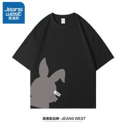 真维斯 100%纯棉短袖t恤男款夏季美式潮牌男生上衣宽松情侣装体恤