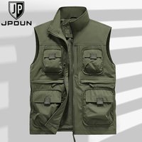 JPDUN 马甲男工装多口袋户外休闲春秋宽松透气速干坎肩背心