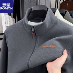 罗蒙 大码抓绒衣2026男休闲男装新款运动衣长袖正品上衣卫衣外套